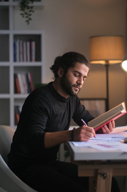Student reading a book