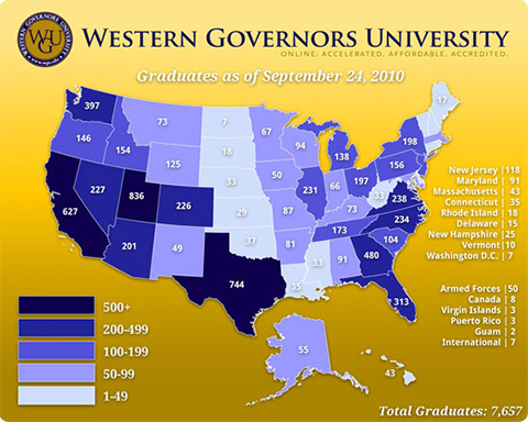 WGU Student Population & Graduation Map, September 2010